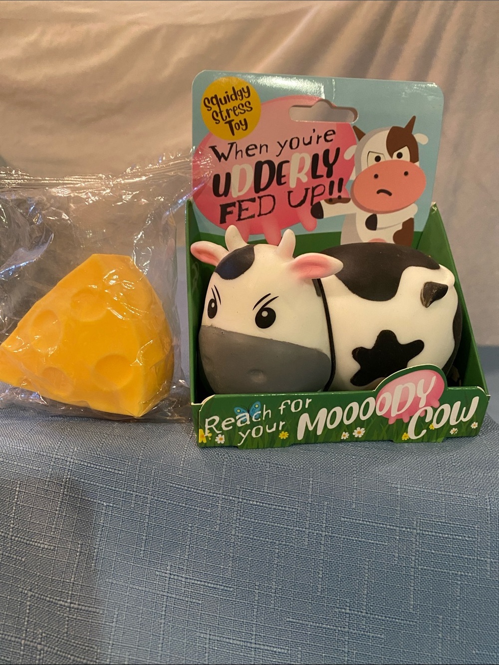 Squishy Stress Toy Moooody Cow with Squishy Cheese - Black & White